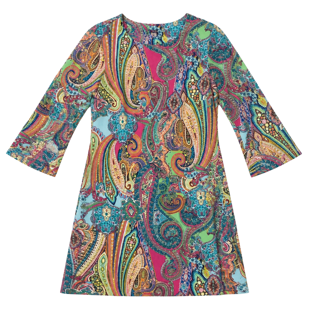 Tommy Hilfiger Women's Multicolor Paisley Print 3/4 Bell Sleeve Sheath Dress 1