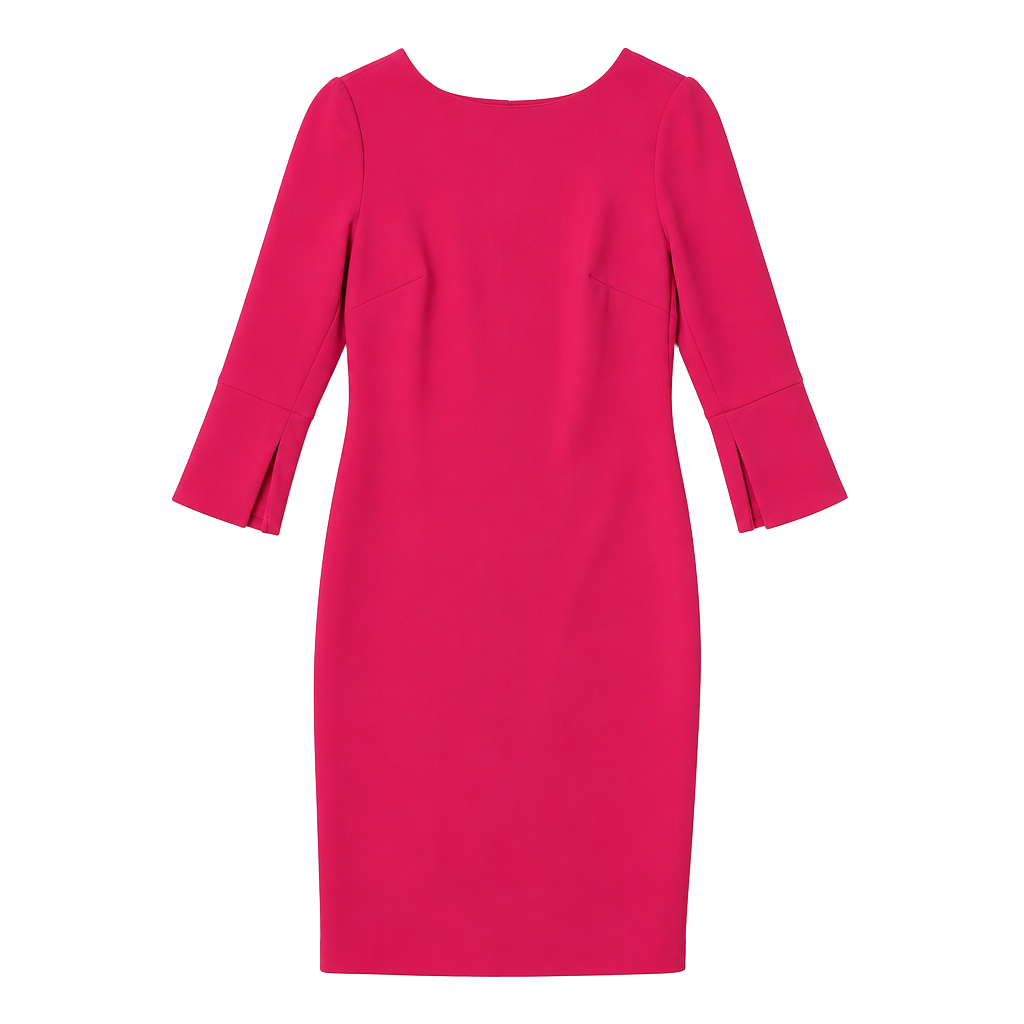 Calvin Klein Women's Hot Pink Sheath Dress with Split 3/4 Sleeves Size 2 1