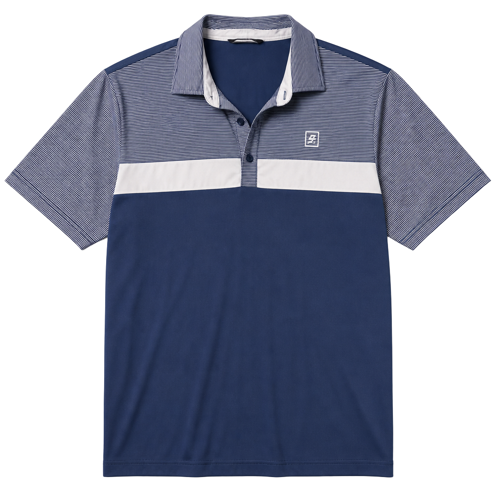 Saint Bvvis Golf Polo Shirt Blue Colorblock Striped Short Sleeve 1