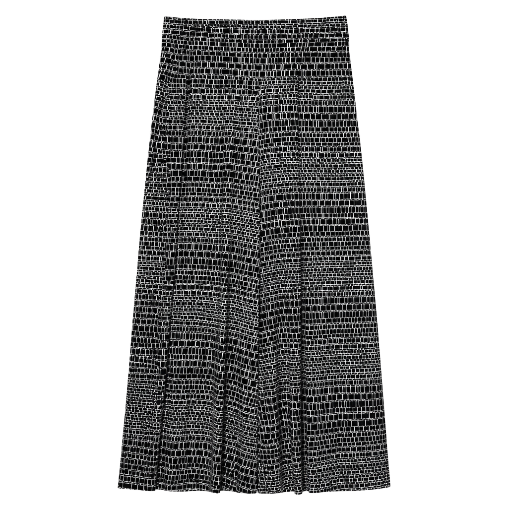 New Directions Women's Black and White Geometric Print Elastic Waist Wide Leg Pants 1