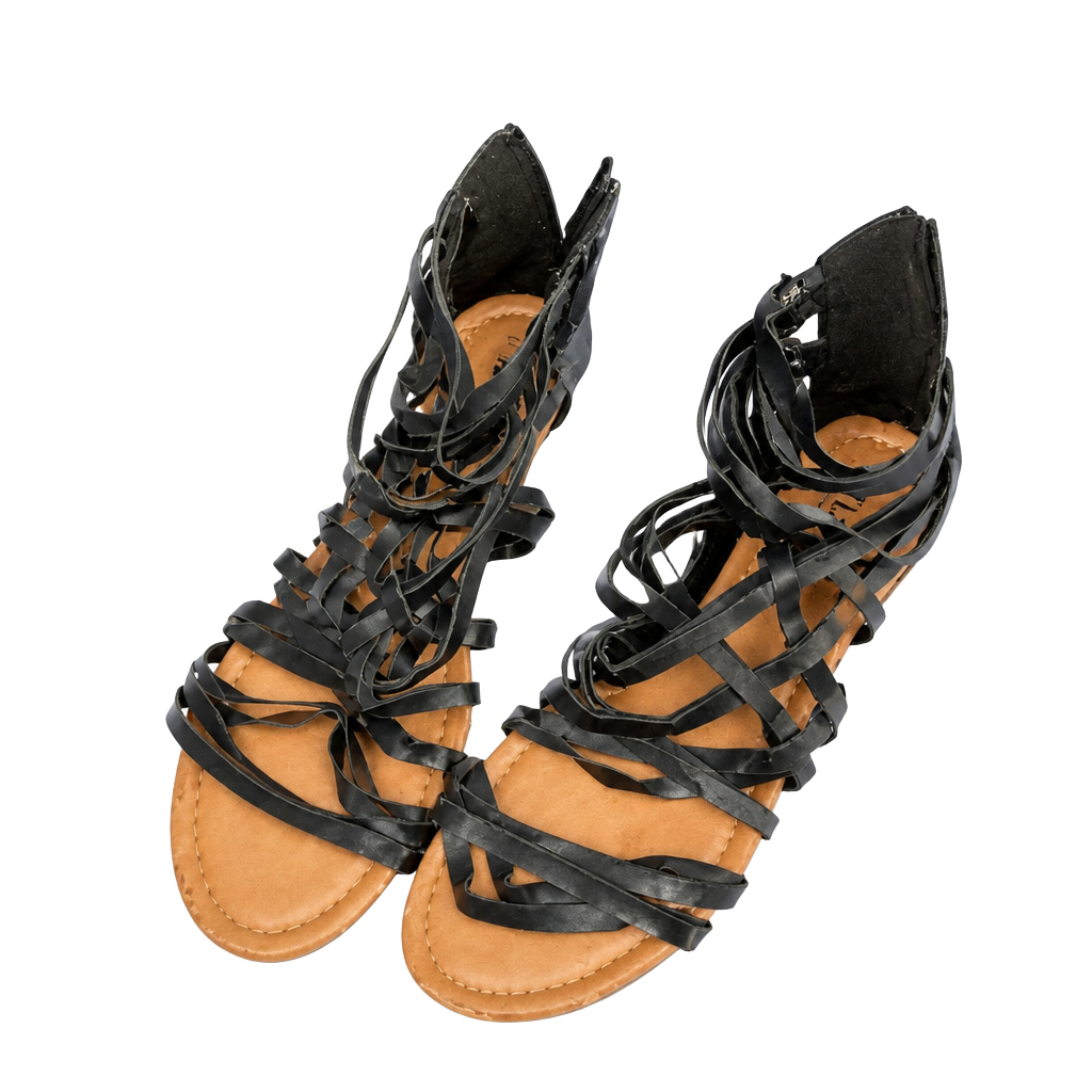 a.n.a A New Approach Women's Black Gladiator Strappy Sandals with Back Zipper 1