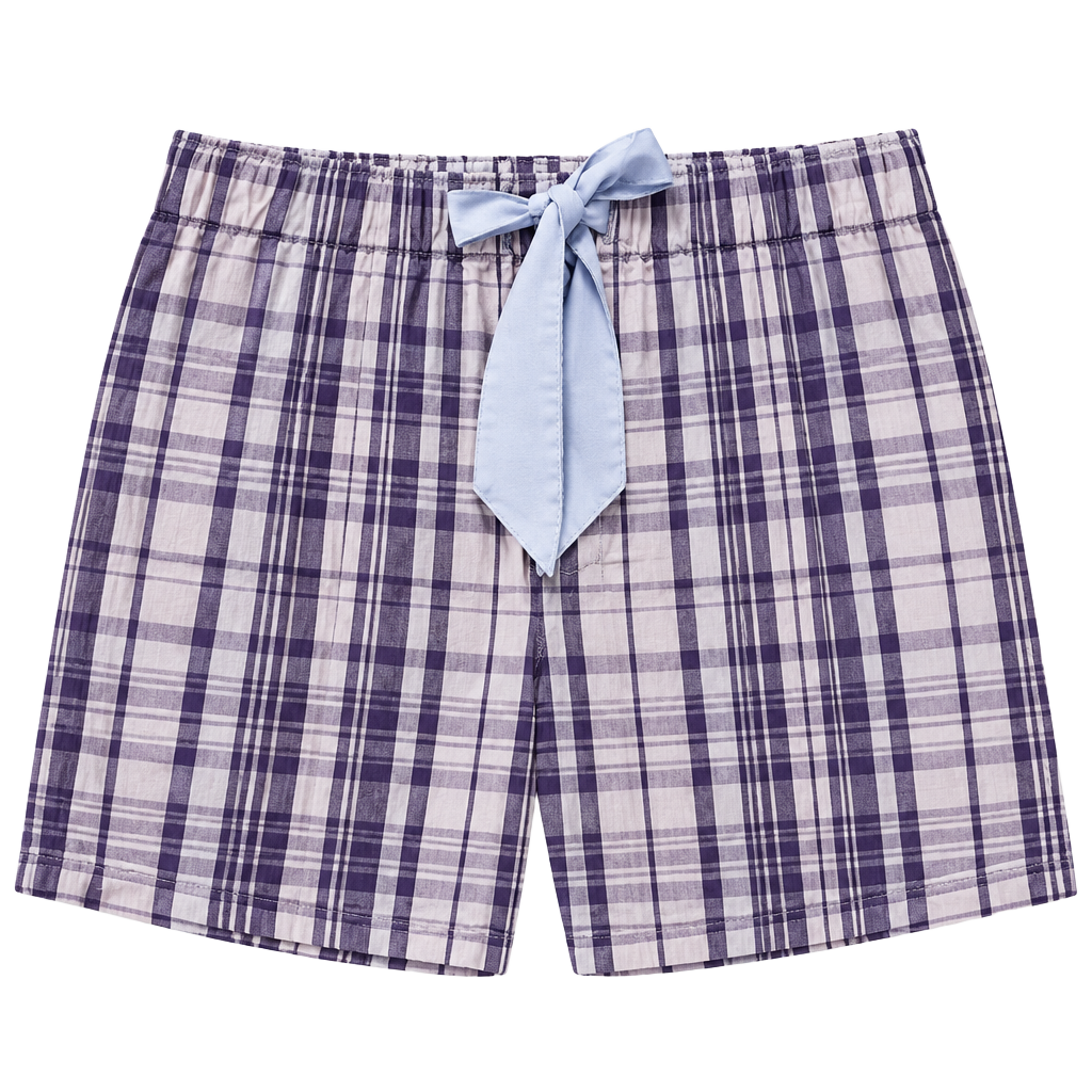Faded Glory organic cotton Sleep Shorts L (12-14) Purple Plaid 1