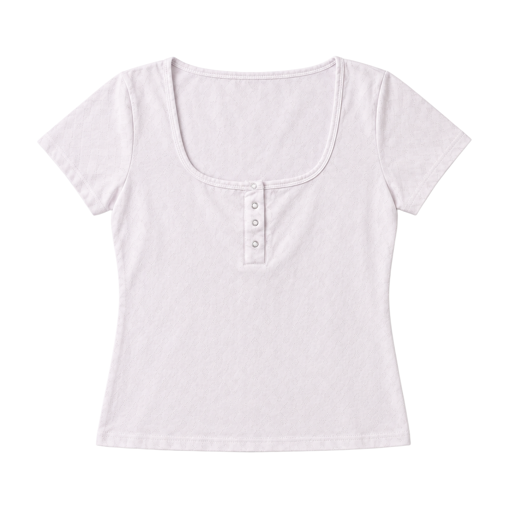 Dazy Square Neck Top Size XL White Snap Front Tee 1