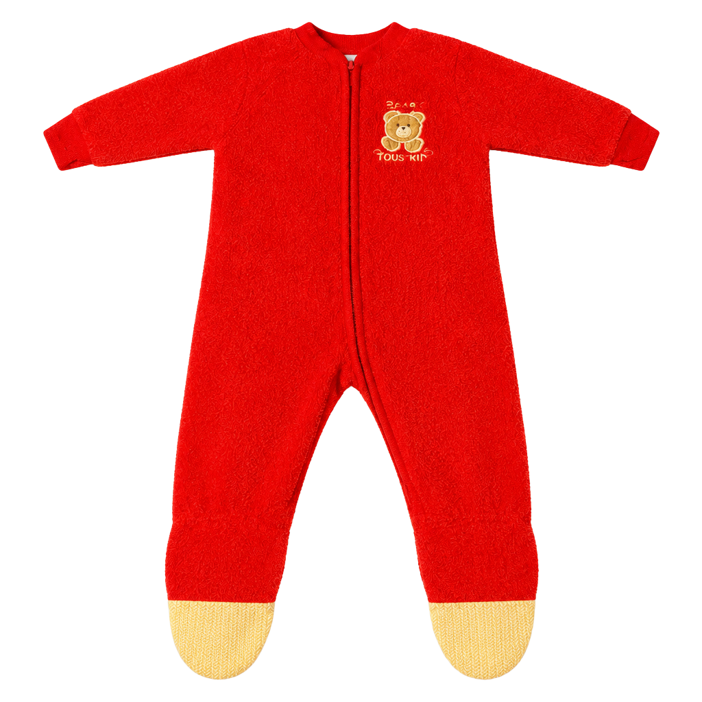 Vintage Okie Dokie Size 18 Months Red Fleece Sleeper 1