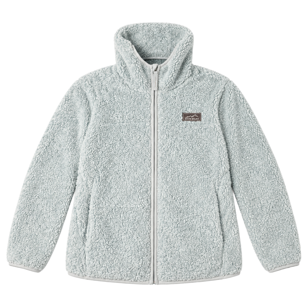 Eddie Bauer Sherpa Fleece Hoodie Size youth L (14) Light Blue Jacket 1