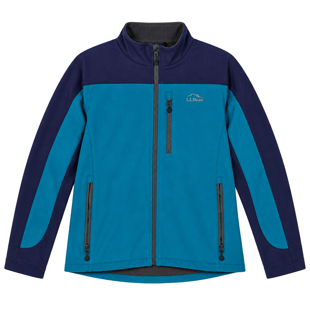 LL Bean Mens Jacket Softshell Colorblock Zip Outdoor Teal Navy XL 1