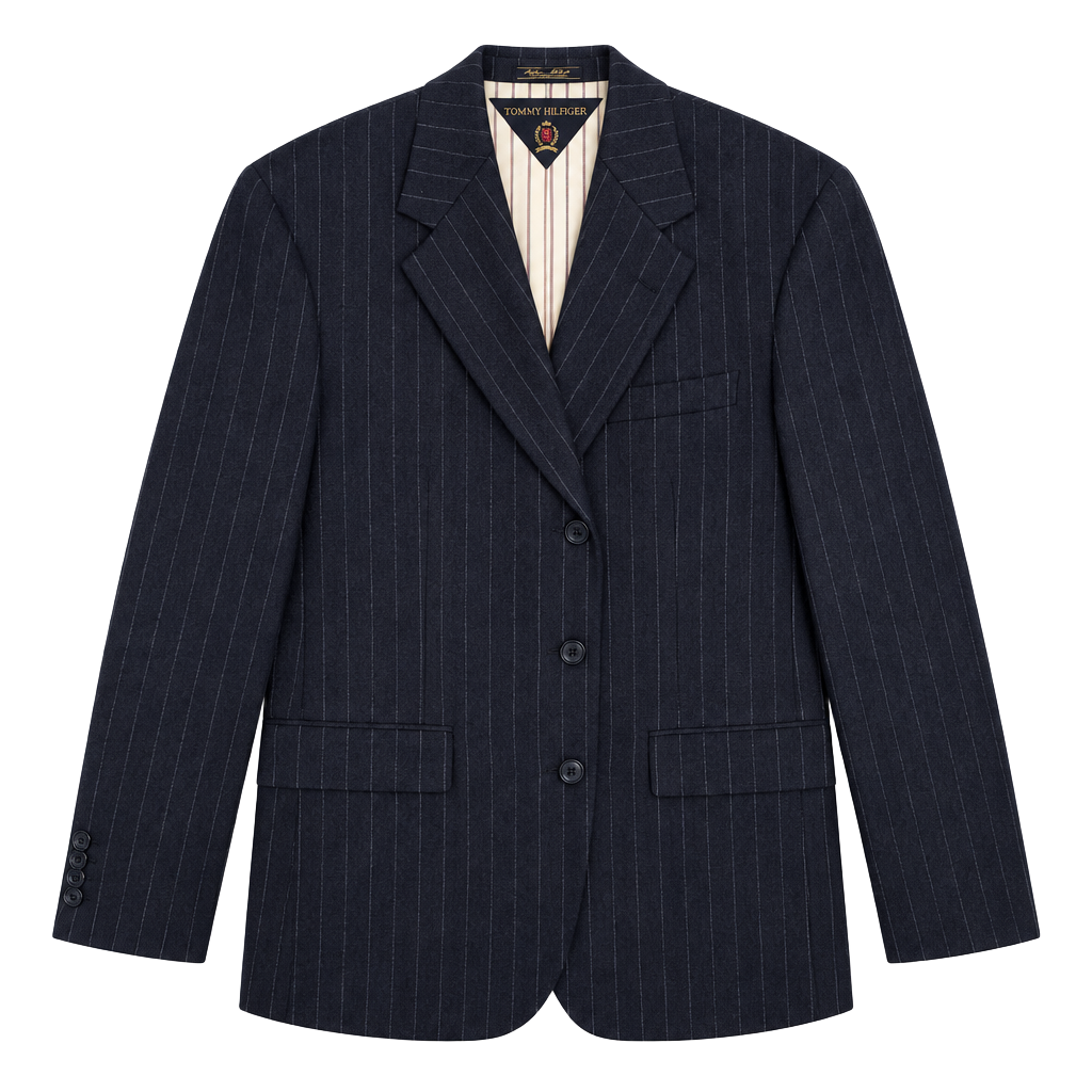 Tommy Hilfiger Mens Blazer Pinstripe Wool Made USA Gadzooks Vintage Navy 1