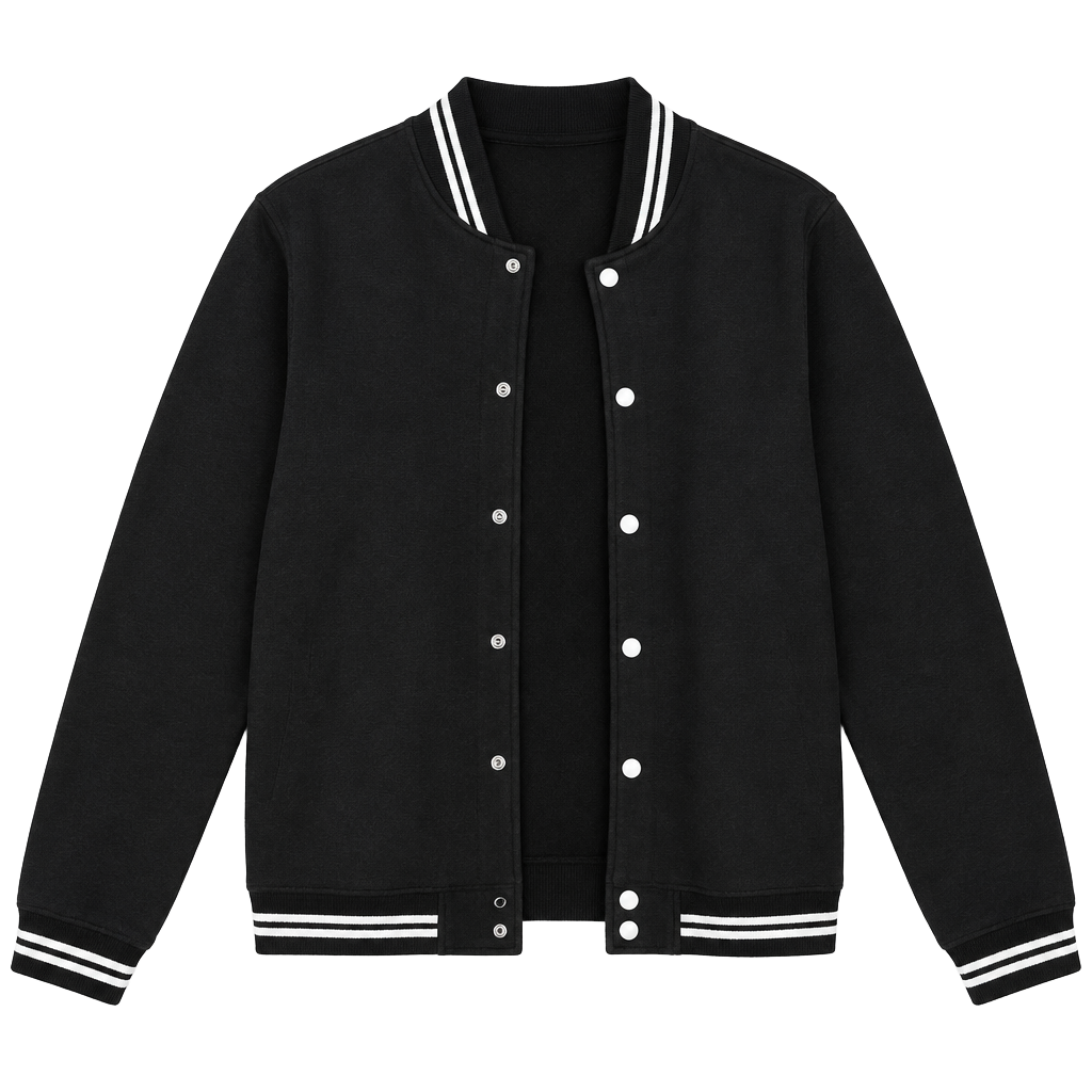 H2H Mens Jacket Snap Varsity Striped Fleece Black 2XL 1