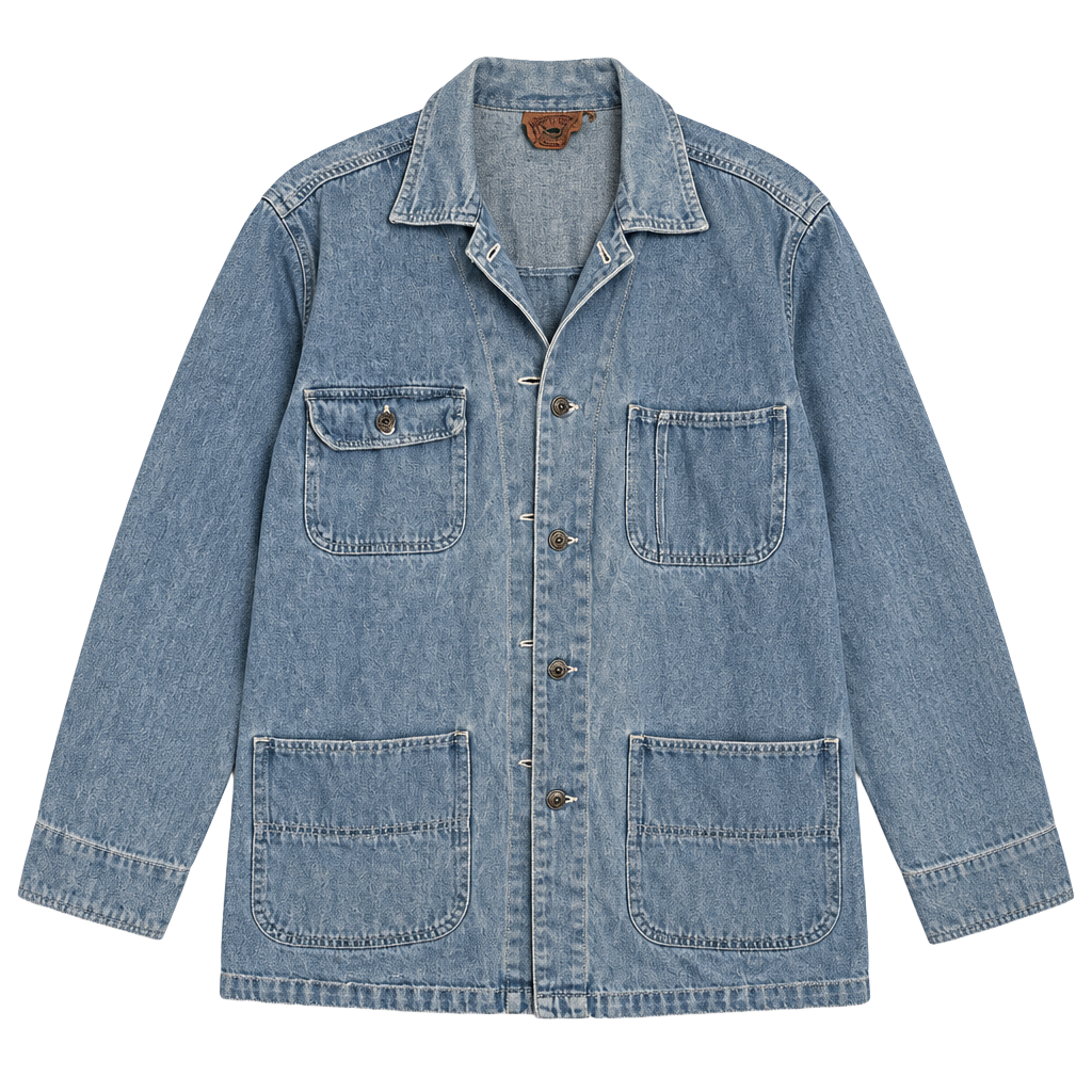 Ignite Mens Jacket Denim Chore Coat Cotton Pockets Light Blue Large 1