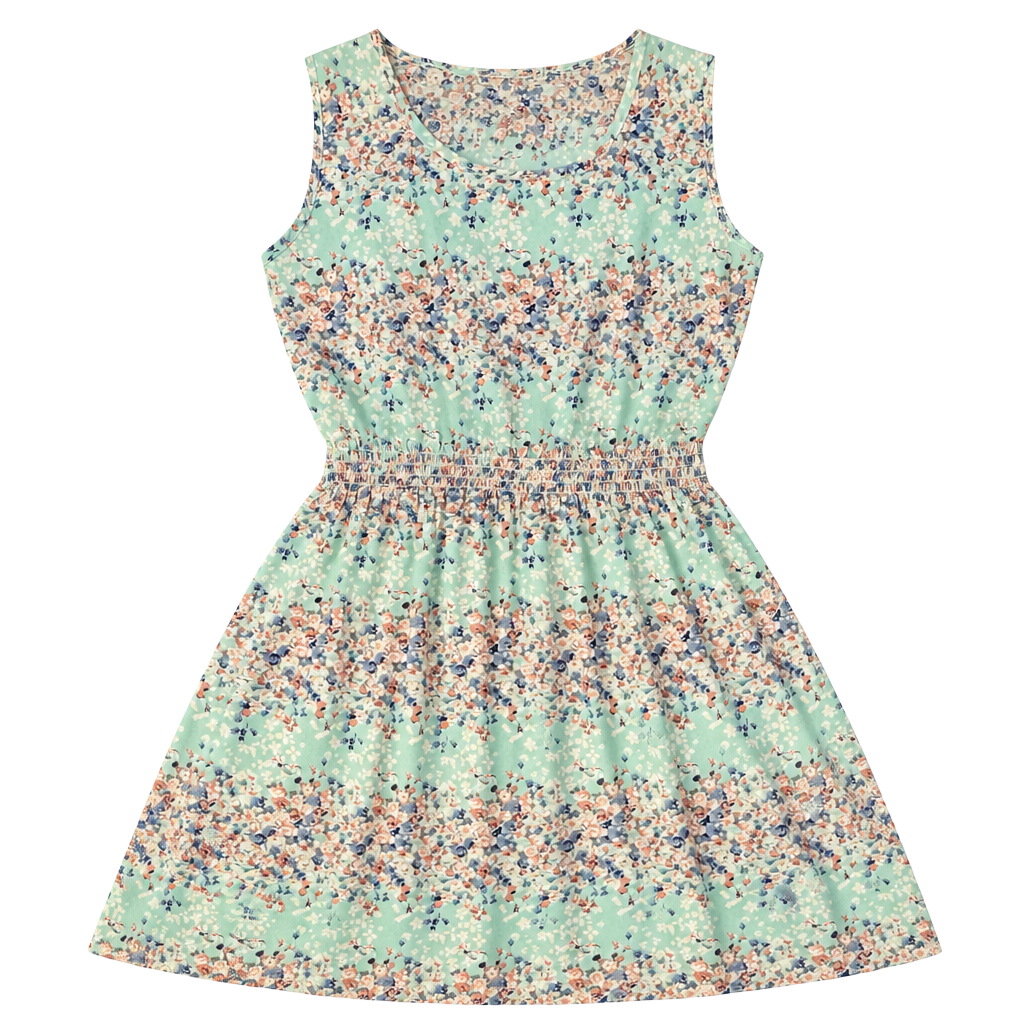 Liva Girl Medium Women Floral Smocked Waist Midi Dress – Mint Green Cottagecore 1