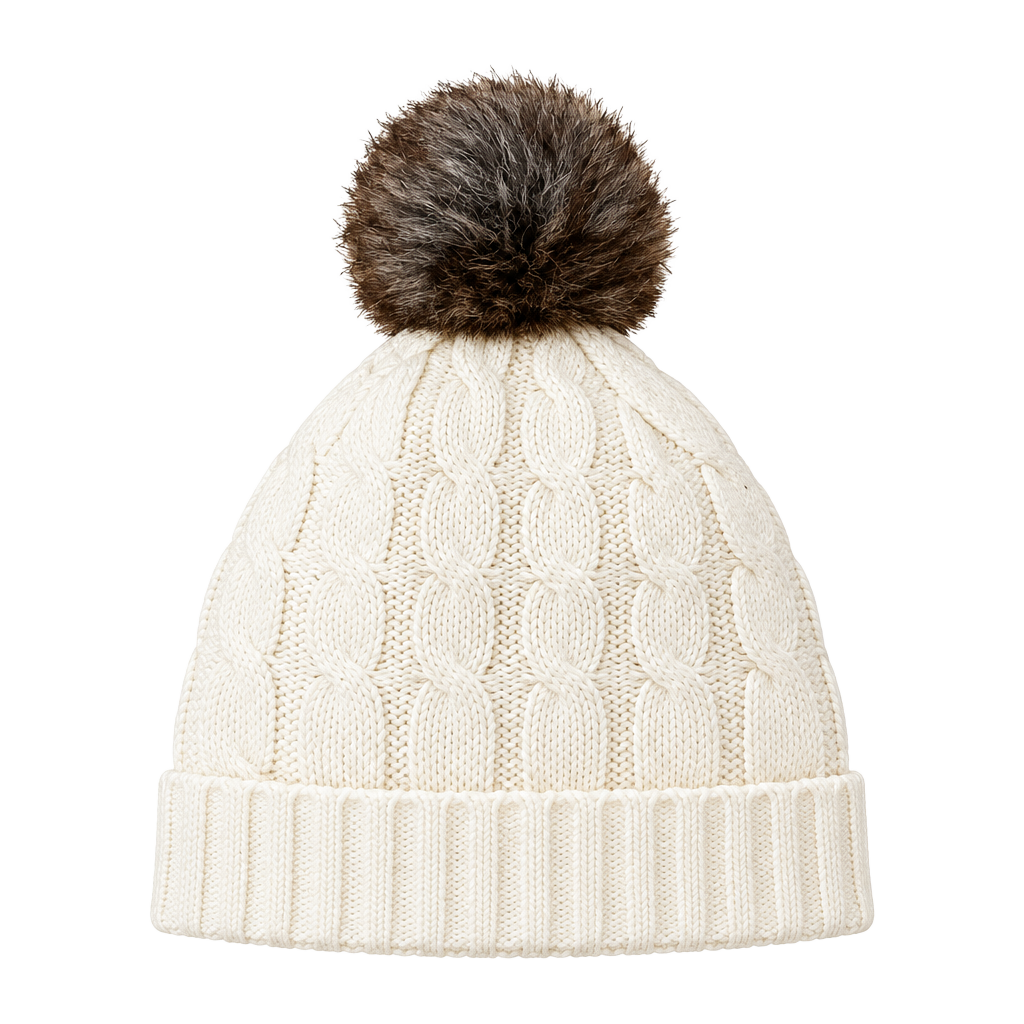 Baby Gap Cable Knit Beanie Size 3-6M White Pom Pom Winter Hat 1