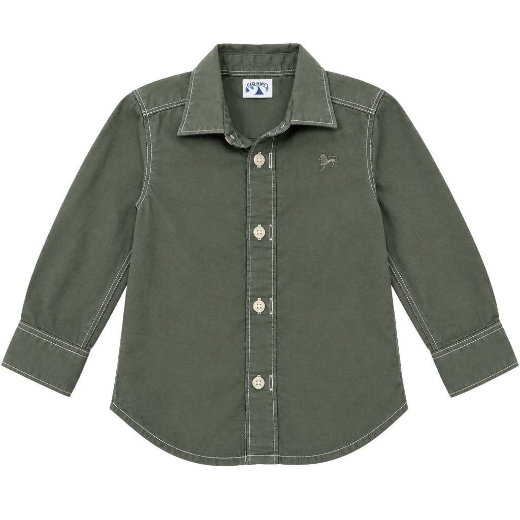 Old Navy Button-Down Shirt Size 3T Green Cotton 1