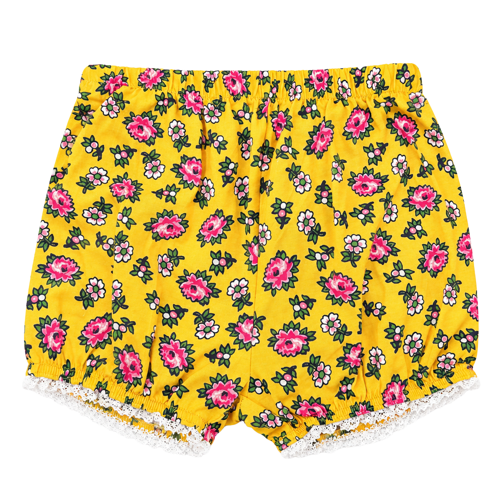 Matilda Jane Floral Ruffle Shorts Size 4 Yellow Pink 1