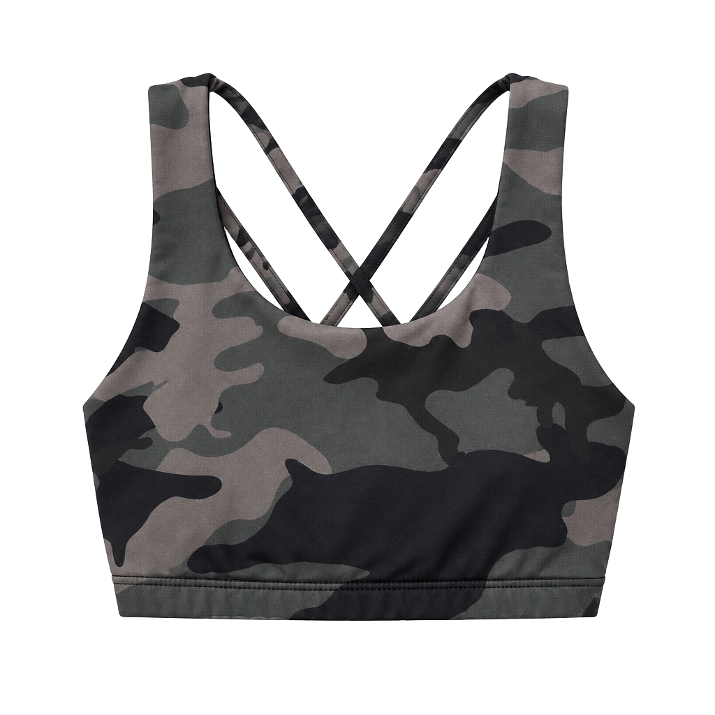 Onzie Sports Bra Camo Cross Back 1