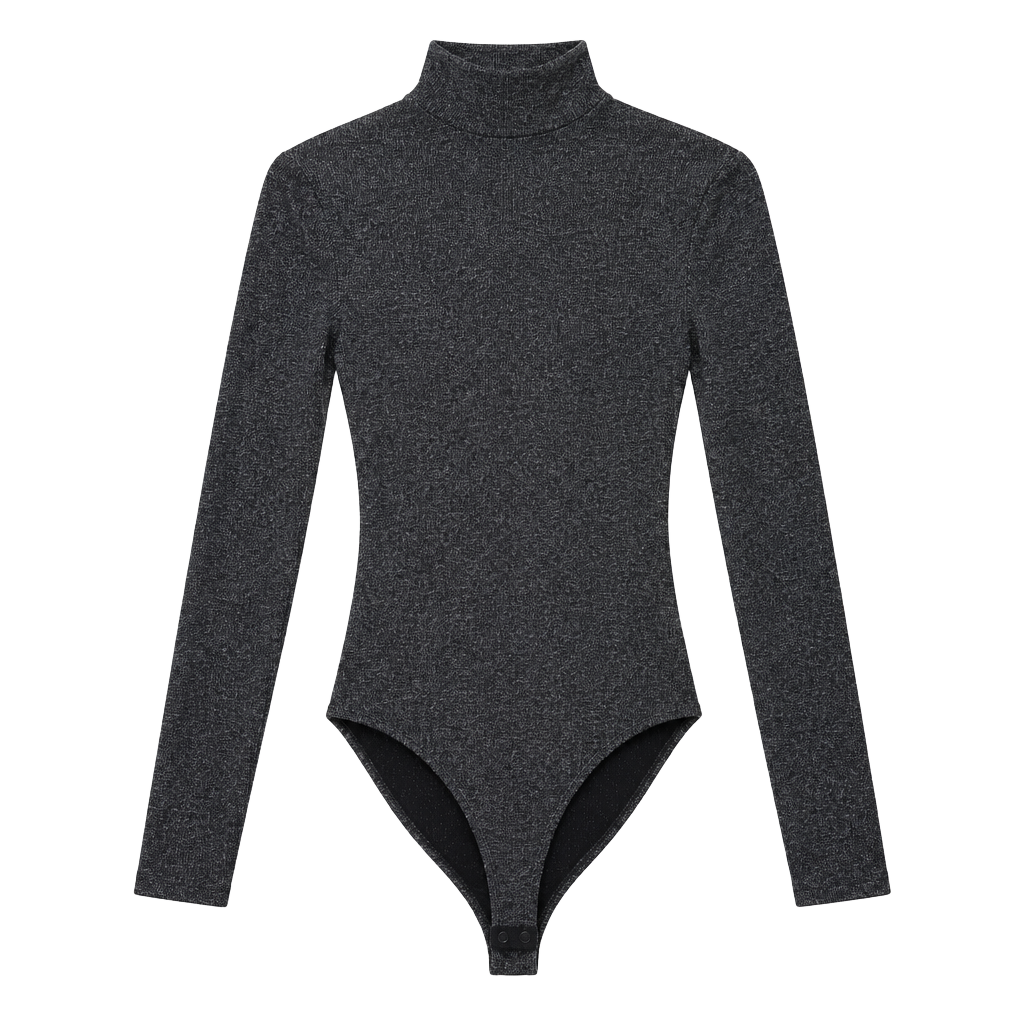 Wolford Turtleneck Bodysuit Size S Black Metallic Sparkle Long Sleeve 1