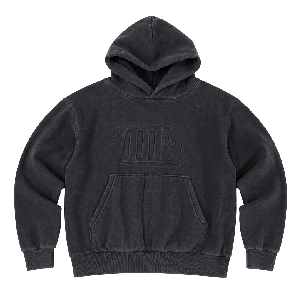 Taylor Swift The Tortured Poets Department Black Embossed TTPD Hoodie Size Small 1