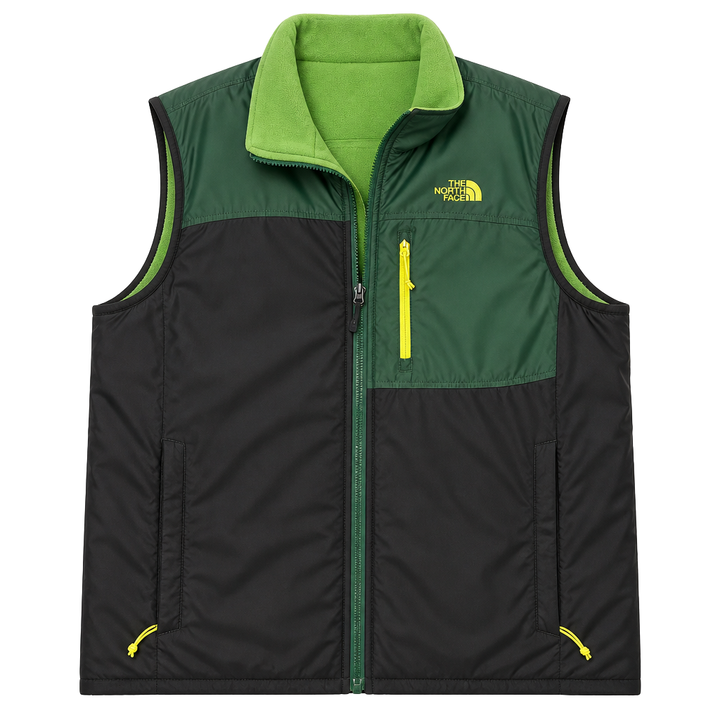 The North Face Reversible Fleece Vest Green Black Size Large 1