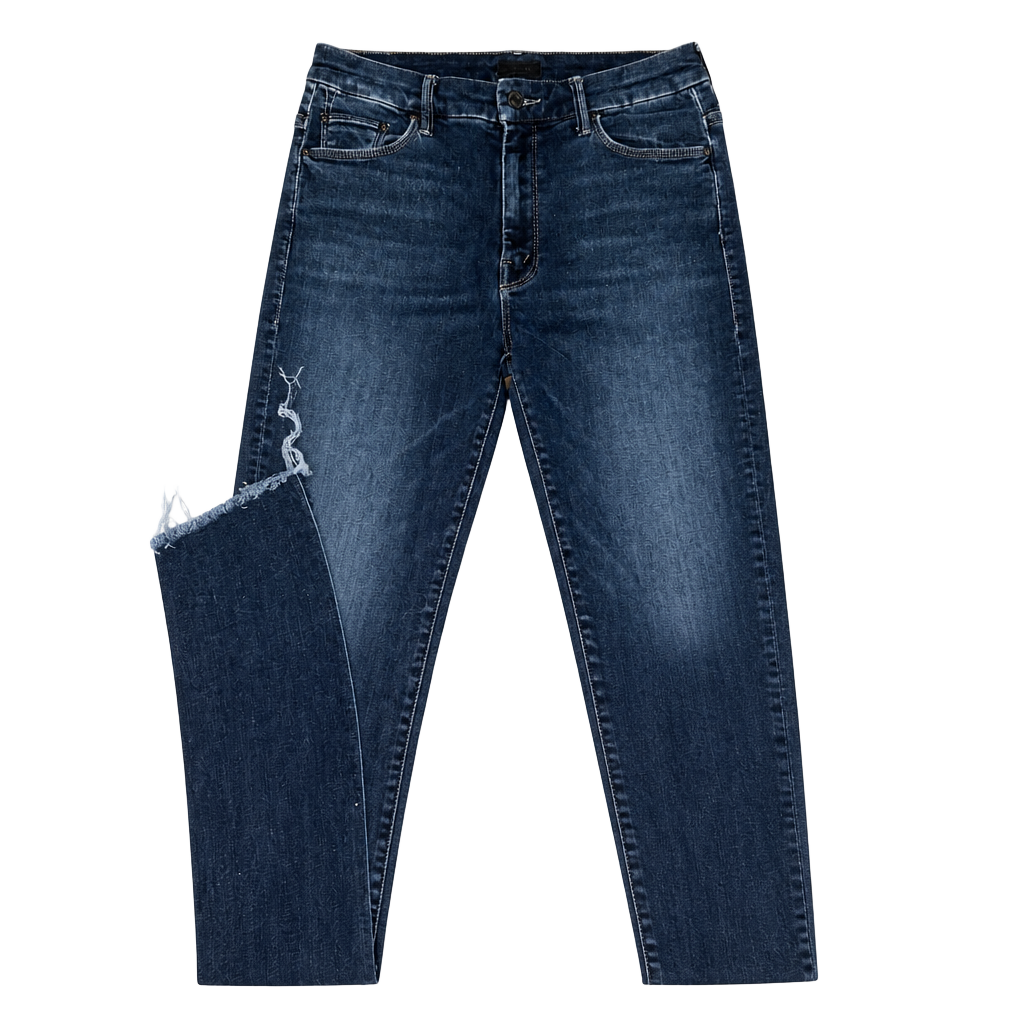 MOTHER The Looker High Rise Skinny Jeans in Dark Wash with Frayed Step Hem 1