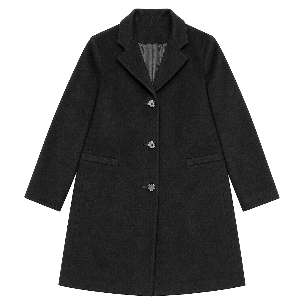 Lauren Ralph Lauren Black Wool Blend Single Breasted Reefer Coat Size 16P 1