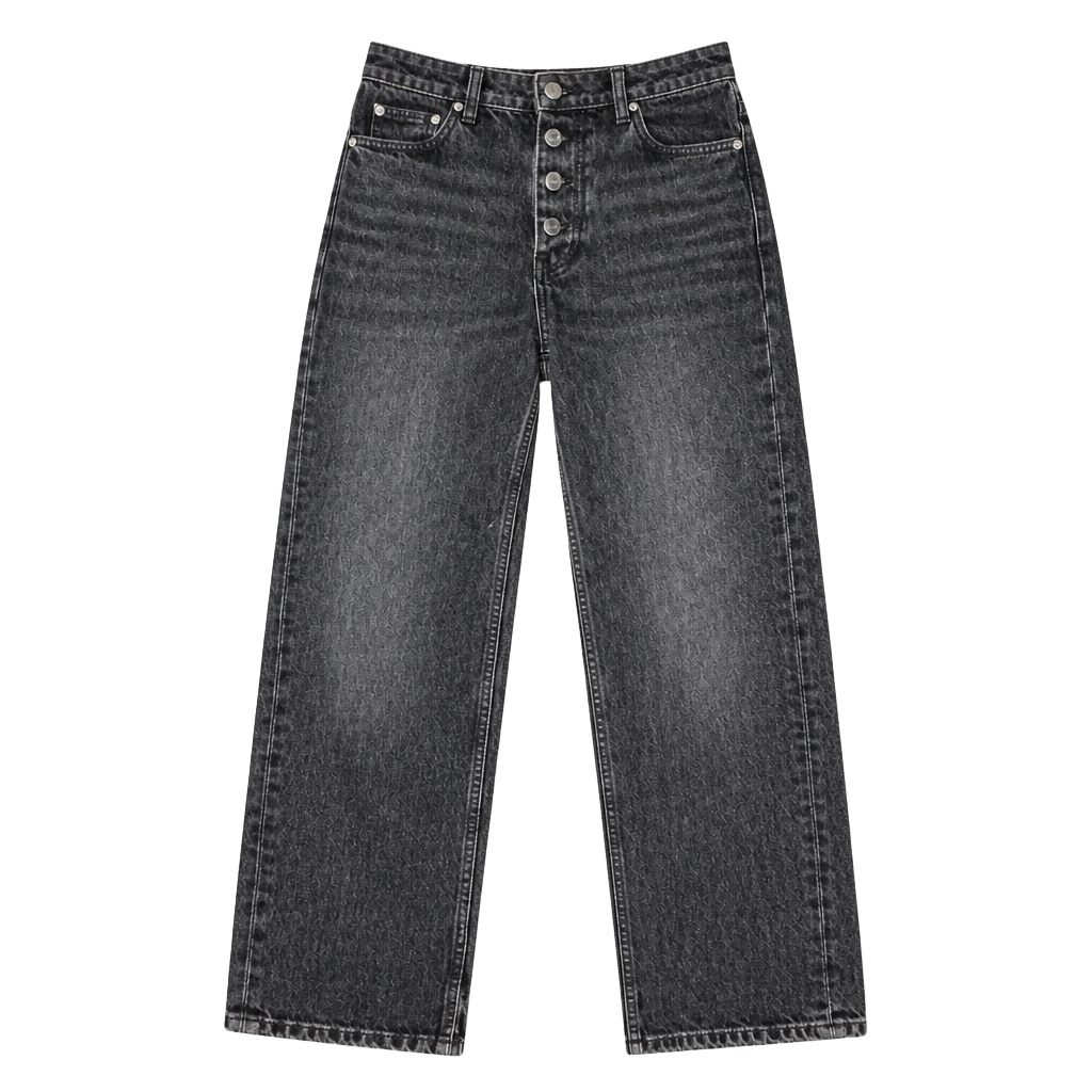 Ganni Lovy Black Denim High Rise Straight Leg Jeans 26W/32L 1