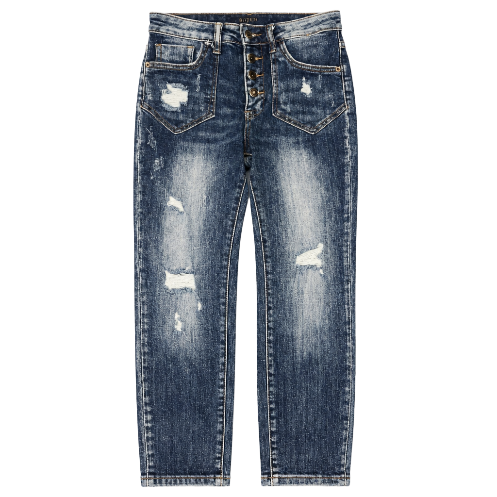 Risen High Waist Distressed Skinny Jeans 1