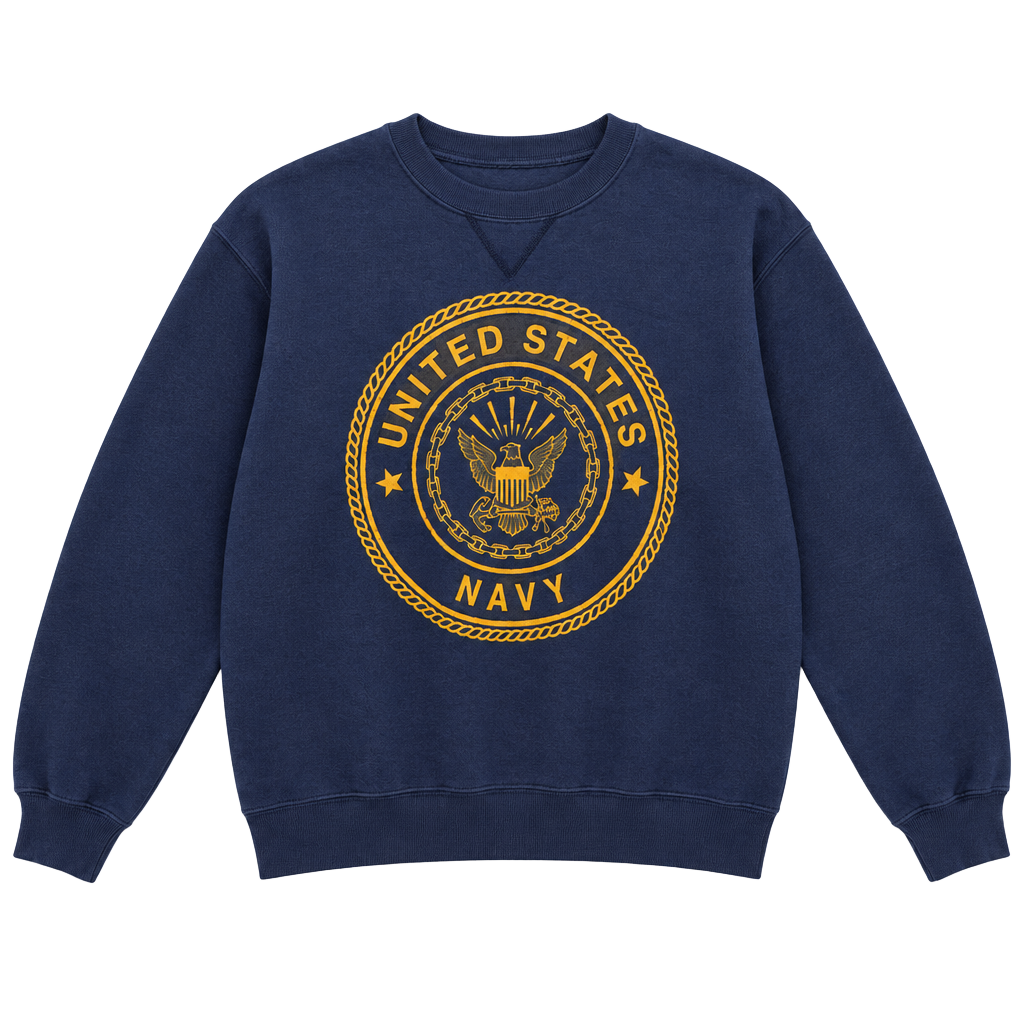 US Navy Sweatshirt Blue Yellow Graphic Crewneck 1