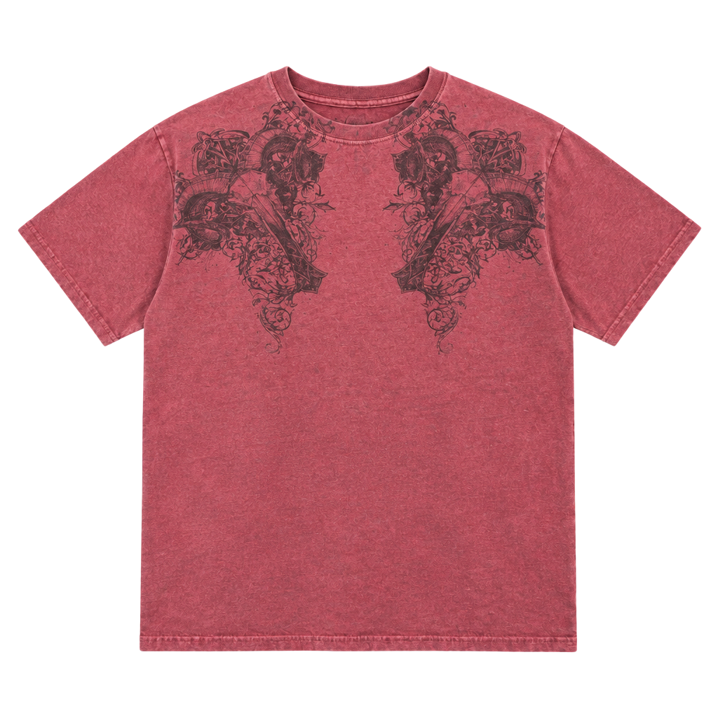 MMA Elite Red Y2K UFC Skulls Crosses Short-Sleeve Goth Grunge T-Shirt 1