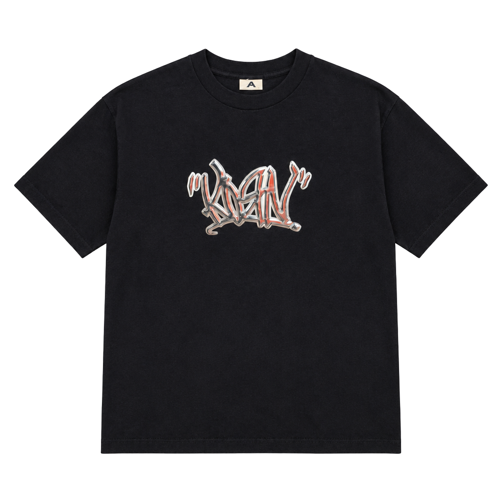 AAA Apparel Korn Metallic Puff Print T-Shirt Black XL 1