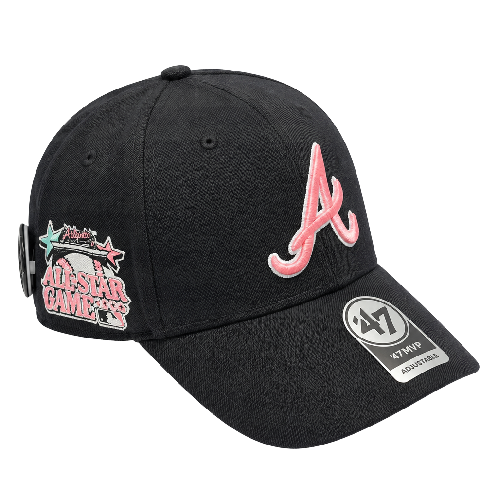 47 Brand Atlanta Braves MLB ASG Side Patch MVP Hat Adjustable Noir Rose 1