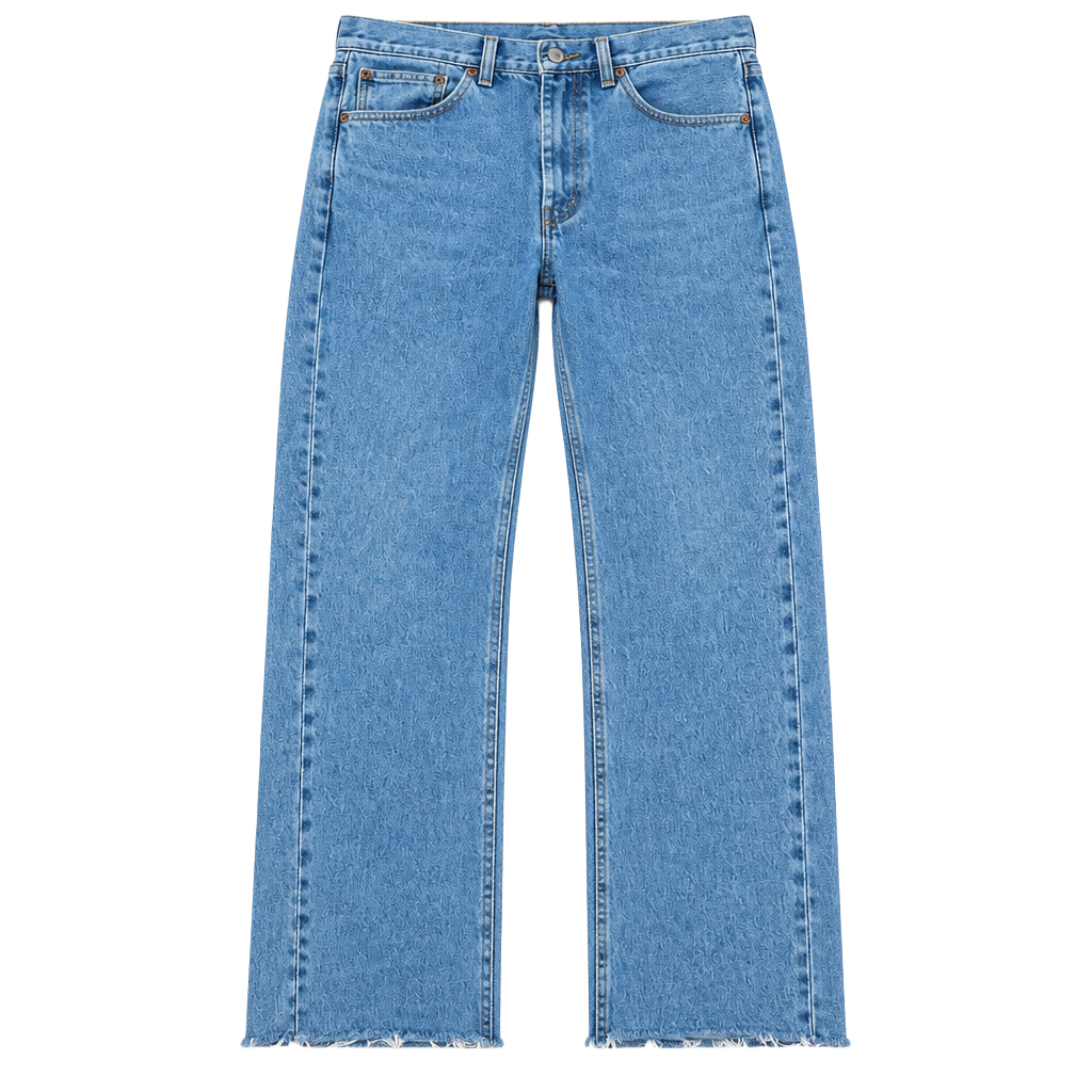 Levi's 505 Jeans Size W34 L32 Blue Denim Regular Fit Raw Hem 1