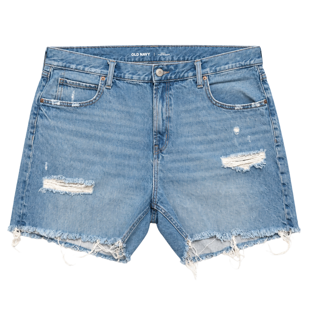 Old Navy High-Rise Slouchy Straight Denim Shorts Size 18 Distressed Cutoff 1