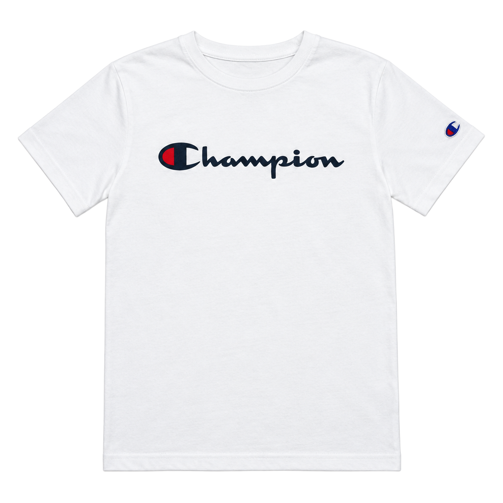 Champion Script Logo T-Shirt Boys L White New With Tags 1
