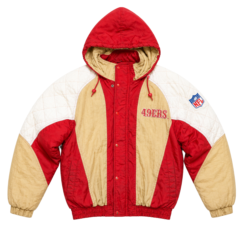Vintage Starter San Francisco 49ers Quilted Puffer Jacket Size S 1
