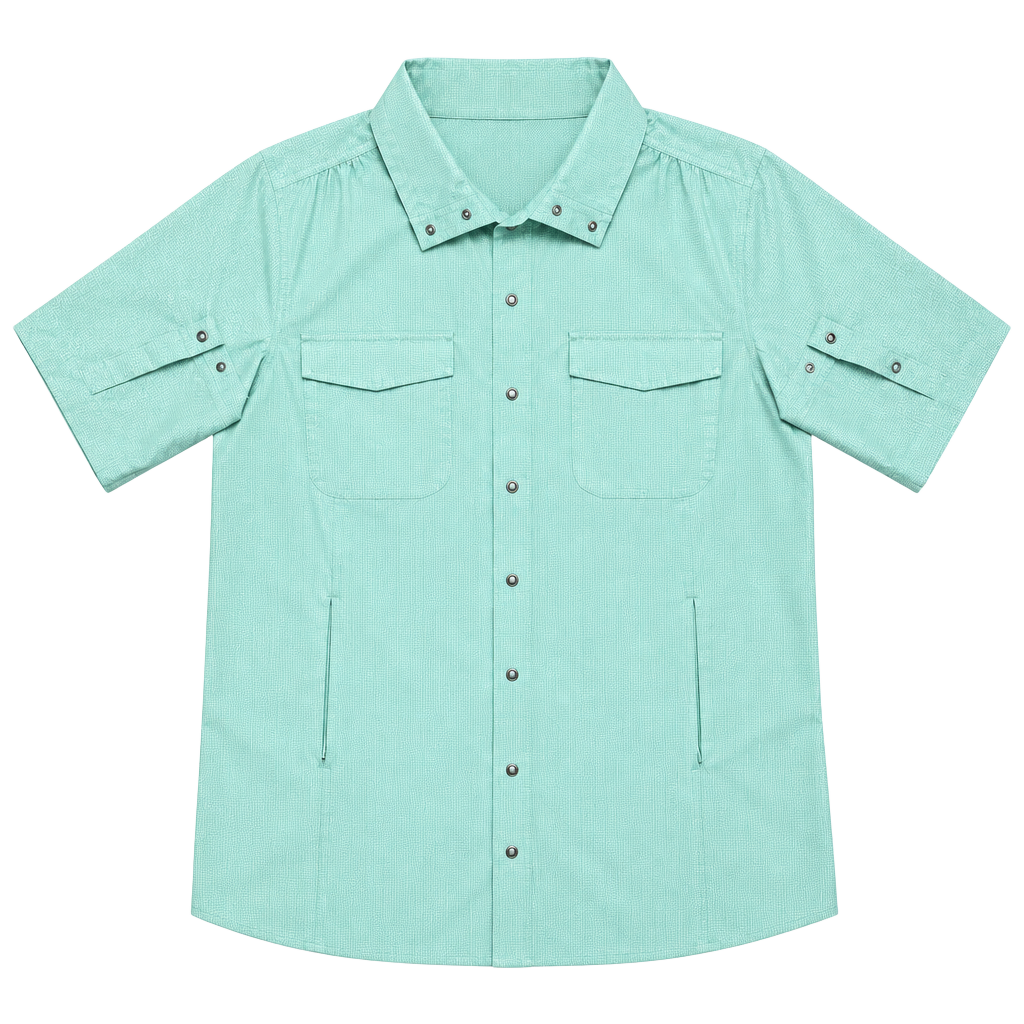 Columbia Long Sleeve Shirt Mint Green Snap Front 1