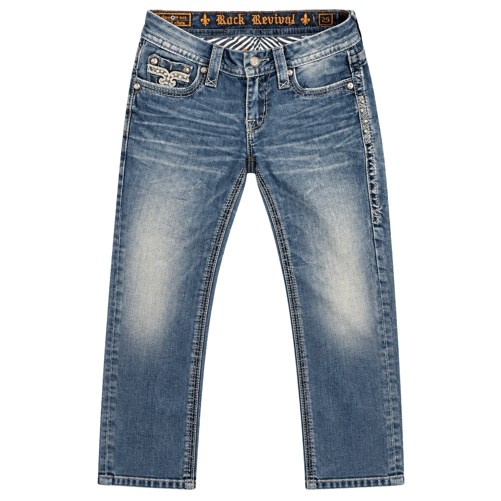 Rock Revival Vivian Skinny Jeans Size 25 Light Wash Rhinestone Embellished 1
