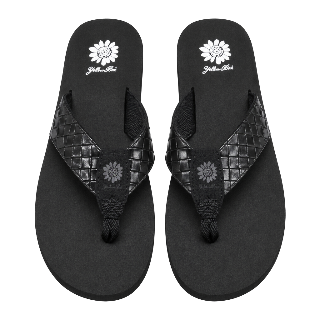 NWOT Yellow Box Flax Platform Flip Flop Sandals Black 7.5 1