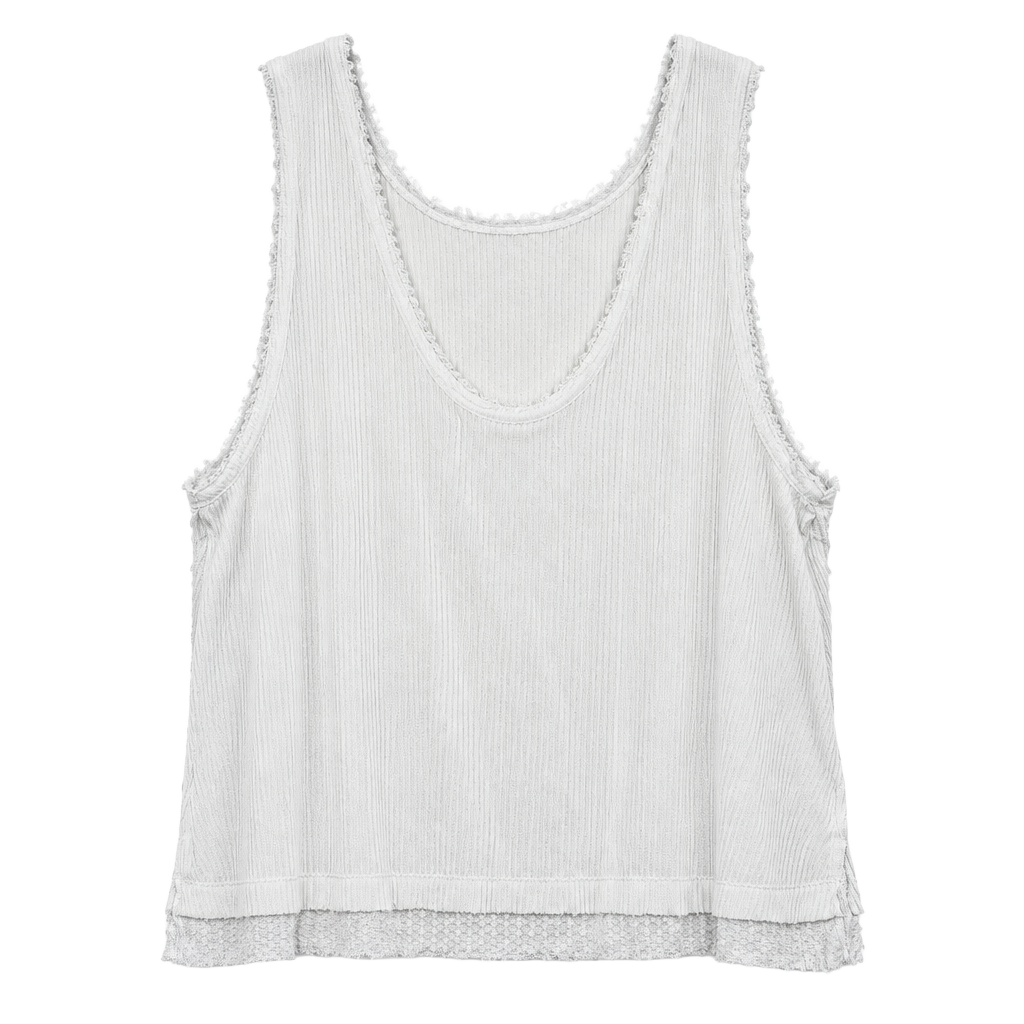 We The Free Ribbed Tank Top Size Large White Raw Edge 1