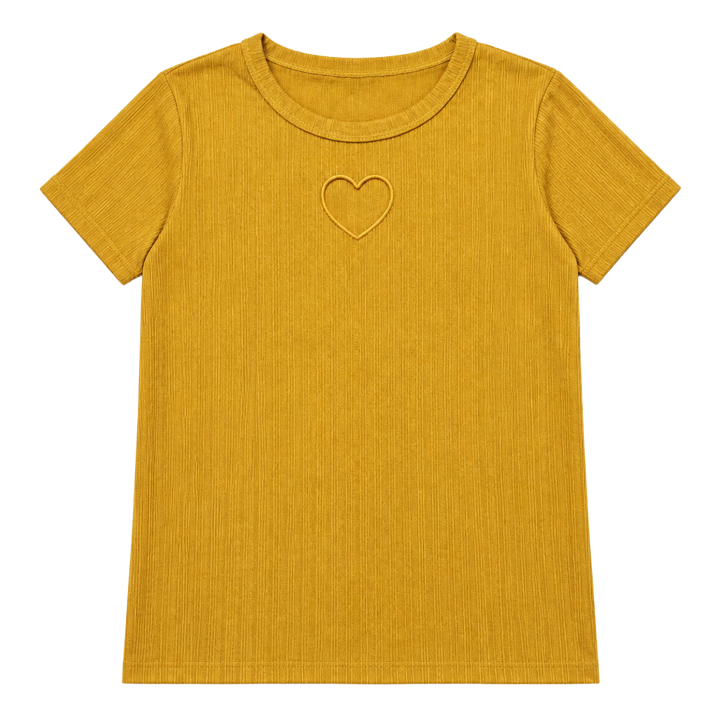 Knit Works Ribbed Top Size XL 18 Yellow Heart Cutout Kids 1