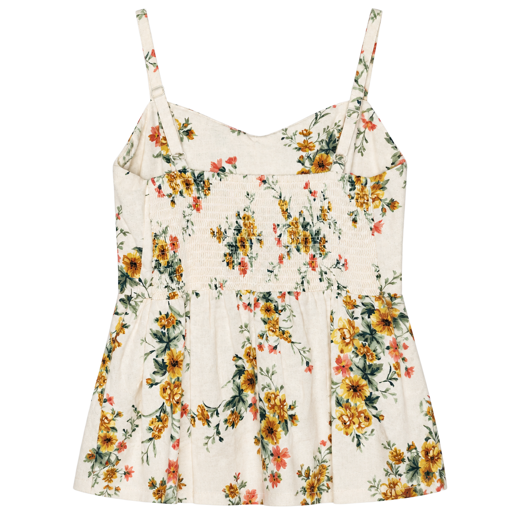 Old Navy Cami Dress Size S Floral Cream Yellow Spaghetti Strap Midi 1