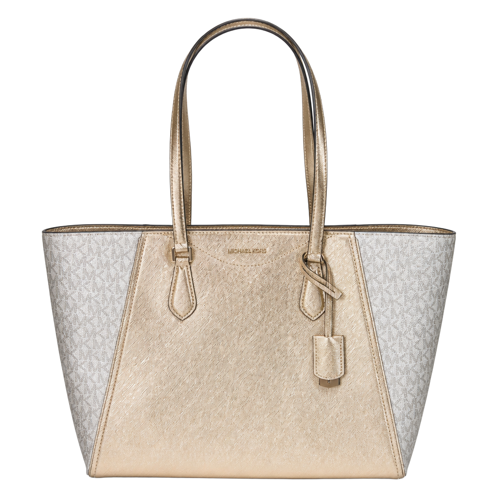 Michael Kors Taryn Large Multi-Functional Top-Zip Tote Bag Gold Metallic 1