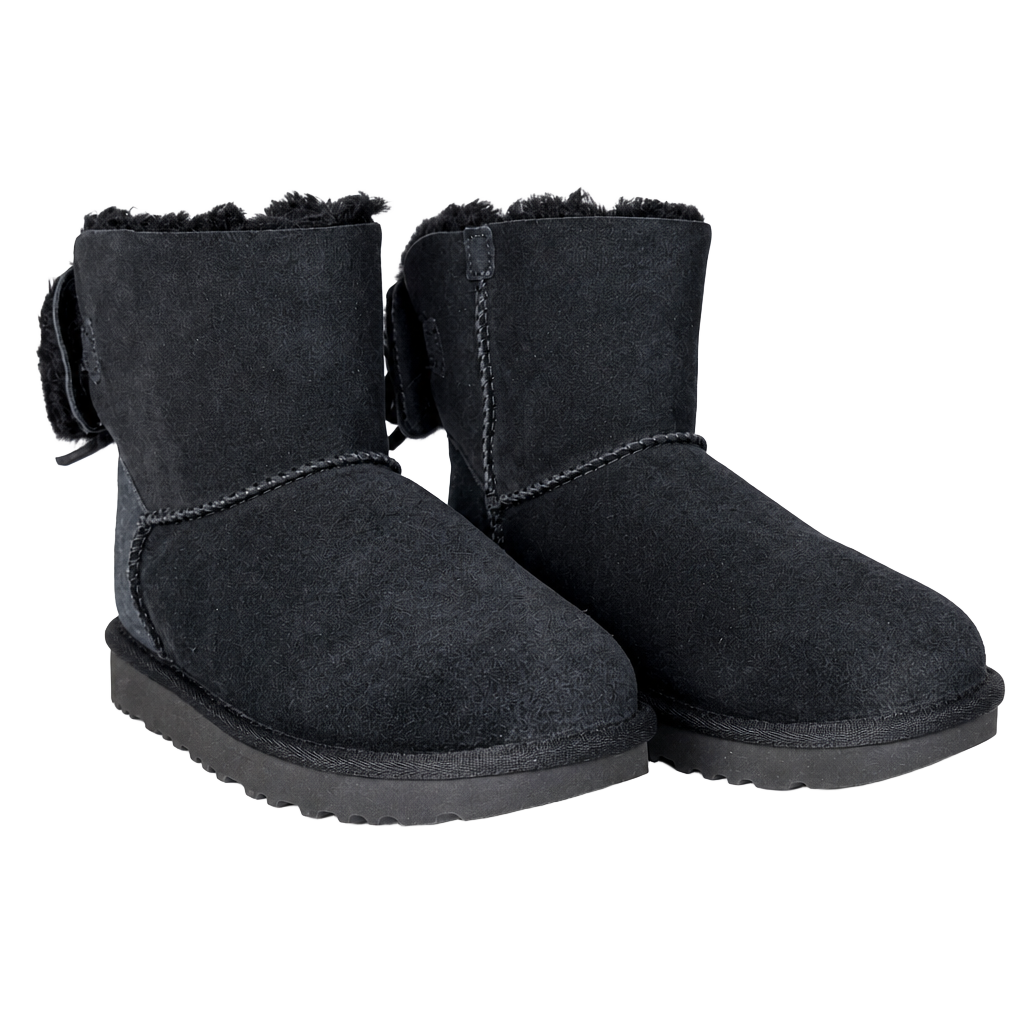 UGG Women's Classic Double Bow Mini Ankle Boots Black Size 7 1