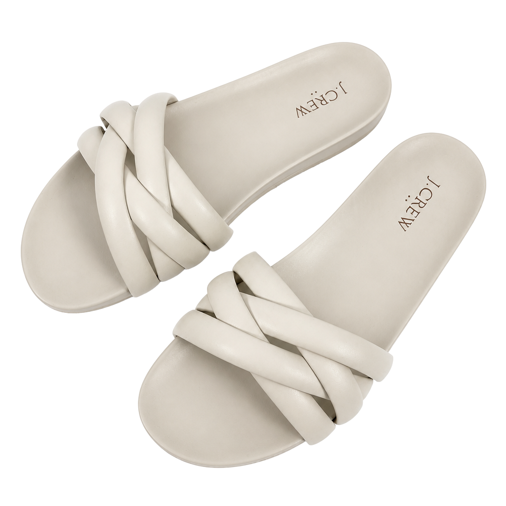 J.Crew Crisscross Padded Slide Sandals in Ivory Sz 9 1