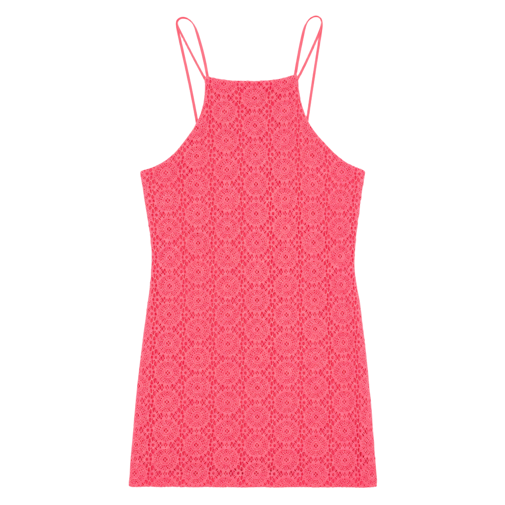 Lilly Pulitzer Pink Lace High Neck Dress Size L 1