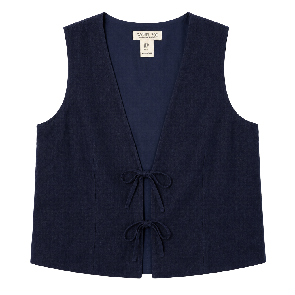 Rachel Zoe Navy Blue Tie Front Vest Top 1