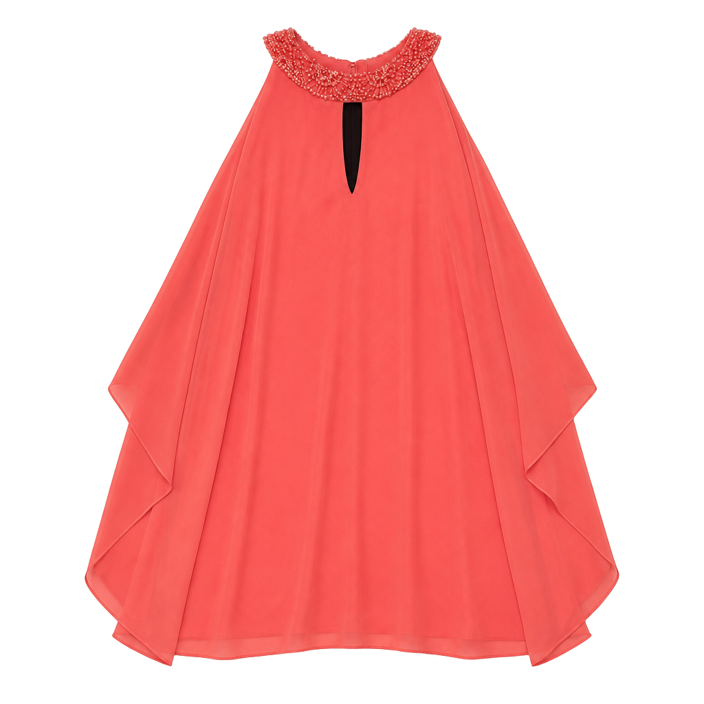 Badgley Mischka High Neck Georgette Caftan Gown Size 4 1