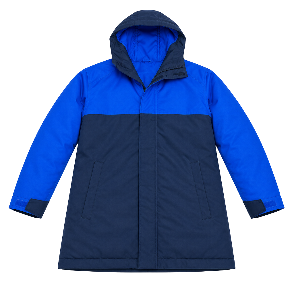 The Childrens Place Boys Blue and Navy Colorblock Hooded Jacket Size L 10/12 1