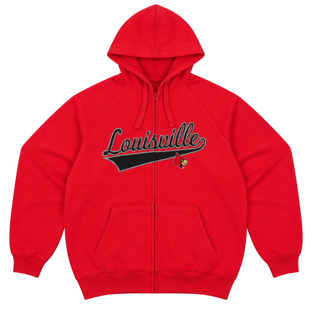 J America Louisville Cardinals Zip Hoodie Size XL Red 1