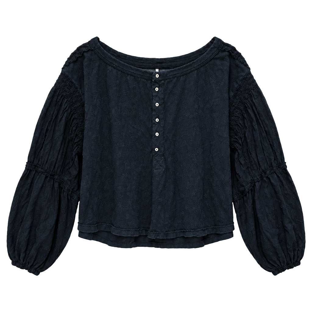 Free People Light Magic Henley Size M Black Long Sleeve Top 1