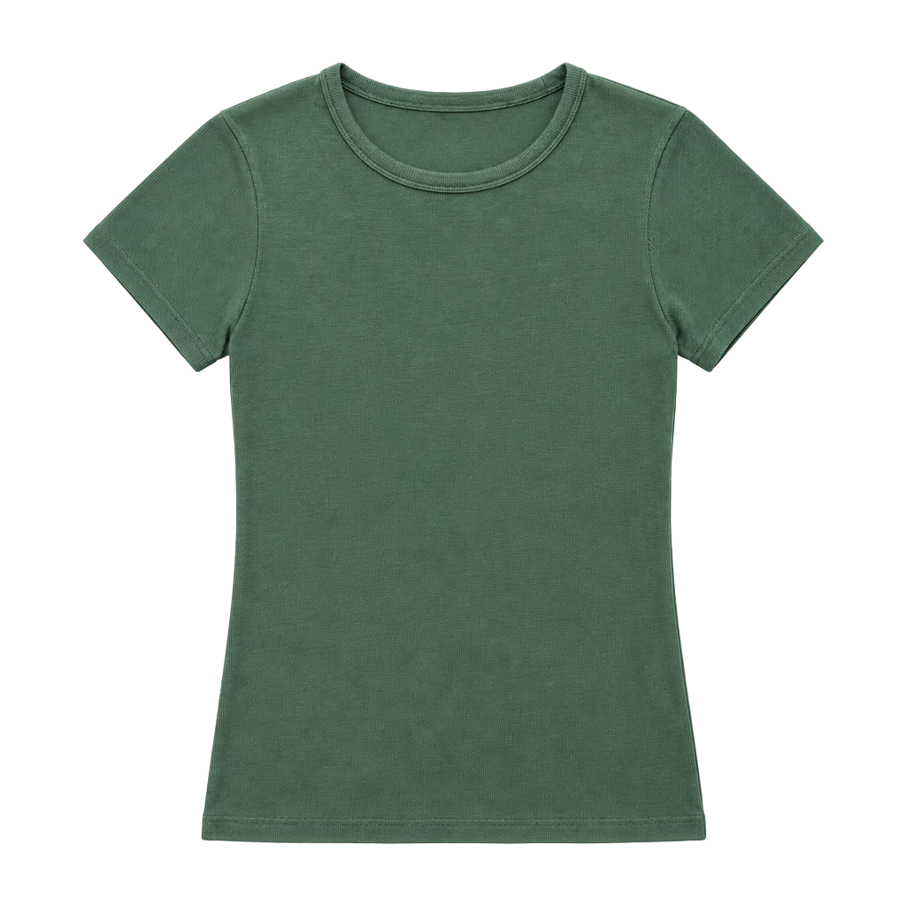 CRZ YOGA Ribbed Modal Crew Neck Short Sleeve Top Green 1
