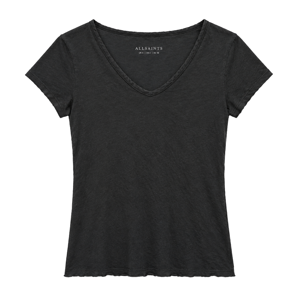 AllSaints V-Neck T-Shirt Size X Small Black Short Sleeve Tee 1